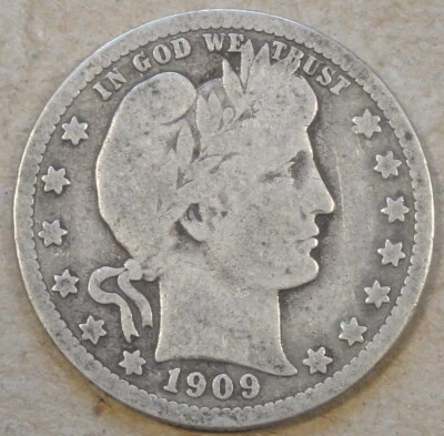 Cuarto de barbero 1909-O 25c en muy buen estado Foto 1 de 2