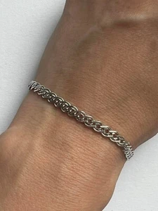 Vintage Sterling Silver 925 Signed Jewelry Chain Bracelet Women's Men's 4.7 g - Picture 1 of 6