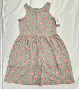 Carter's Girls' 4/5, Lightweight Cotton Jersey Tank Dresses (Grey/Glitter Heart - Picture 1 of 11