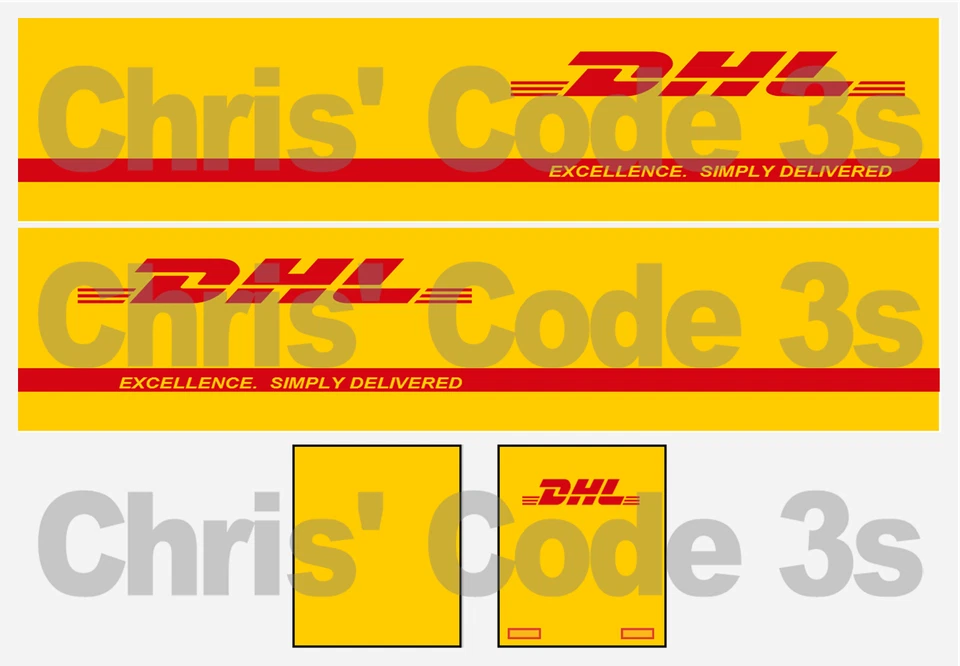 Code 3 Adhesive Vinyl Trailer Decal - DHL - 1/50 1/76 1/148 1/87 1/64 - Image 1 of 1