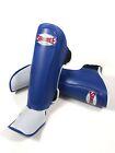 Sandee Authentic Kids Shin Instep Guards Blue Muay Thai Pads Sparring Childrens