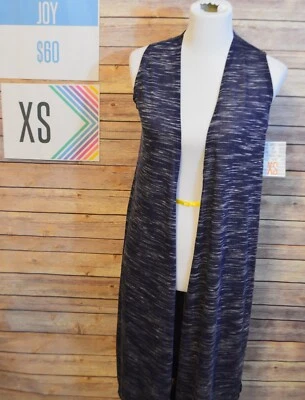 LuLaRoe Joy XS Ribbed Blue Heathered Long Sleeveless Cardigan - Image 1 of 3