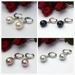 yr062 Set verdaderos PERLA DE AGUA DULCE Joya Pendientes Botón plata 925 - Imagen 1 de 6