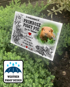 Personalised outdoor Guinea Pig grave marker, tree stake, Pet memorial plaque. - Picture 1 of 12
