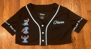 Disney Lilo & Stitch Baseball Jersey - #02 Ohana Stitch Shirt Womens Crop Top M - Picture 1 of 17