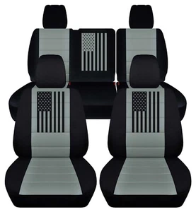 Fundas de asiento de coche delanteras y traseras para Jeep Wrangler 2007 a 2017 negro acero gris - Imagen 1 de 1
