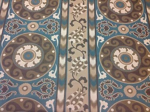 Elaine Smith Modern OUTDOOR Upholstery Fabric- Sahara Suzani/Spa 8.50 yds - Picture 1 of 3