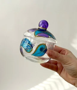 Italienisches handbemaltes türkis & blaues Oggetti Dell'Artigianato Artistico Glas - Bild 1 von 10