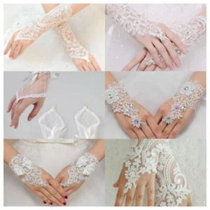 Guantes Diamante Primera Comunión Niña Flor Concurso Boda Sin Dedos Nuevos - Imagen 1 de 17