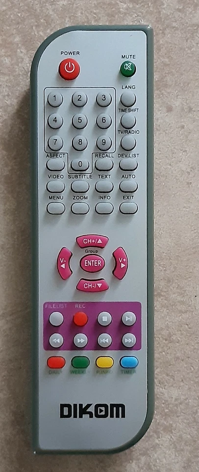 Telecomando Dikom decoder digitale terrestre DVBT 134, 135 scart, 235, 300 usb - Immagine 1 di 4