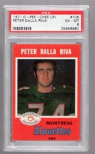 1971 O-Pee-Chee CFL Football Card PETER DALLA RIVA Montreal Alouettes #106 PSA 6