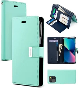 Wallet Leather Flip Case Cover For iPhone 15 14 11 13 12 Pro XS Max XR Plus X - Picture 1 of 61