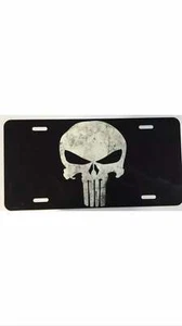 Punisher License plate car tag metal white distressed logo car tag license plate - Picture 1 of 3