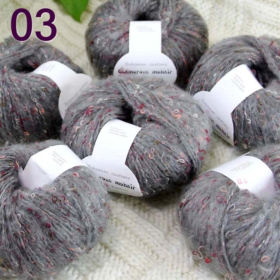 Sale 6SkeinsX50gr Luxury Fluffy Soft NEW MOHAIR Shawls Hand Knit Crochet Yarn 03 - Image 1 of 4