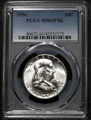 1956 Franklin Half Dollar PCGS MS63FBL • Full Bell Lines CC07 - Image 1 of 2