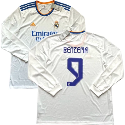 2021/22 Real Madrid Home Jersey #9 BENZEMA 2XL adidas UCL Long Sleeve Kit - Image 1 of 4