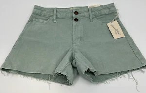 Universal Thread Women's High Rise Stretch Midi Jean Shorts Sz 4 Fringe Hem - Picture 1 of 10