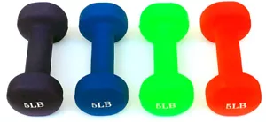 One Pair 5 LB Neoprene Coated Dumbbell Weights - Picture 1 of 5