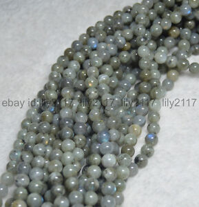 Natural Gray Labradorite 8MM Real Gemstone Round Loose Beads Strand 15" AA