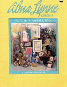 Potties In Pastel Too Flowers Cross Stitch Patterns By Alma Lynne Designs - Picture 1 of 3