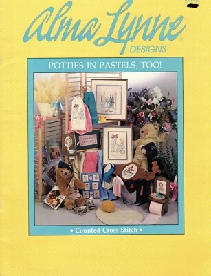Potties In Pastel Too Flowers Cross Stitch Patterns By Alma Lynne Designs - Image 1 of 3