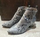 Very G Womens Dynamite Snake Print Ankle Booties Gray Slate Size 9.5
