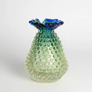 Jarrón de vidrio sueco piña Frantisek Koudelka Borske Sklo Prachen 1969 azul talla - Imagen 1 de 7