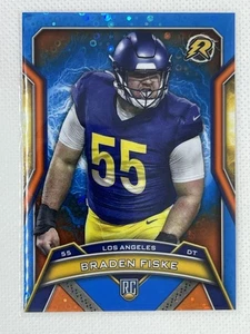 Braden Fiske 2024 Topps Resurgence BLUE ORANGE SPARK REFRACTOR Rookie #153 RAMS - Picture 1 of 2