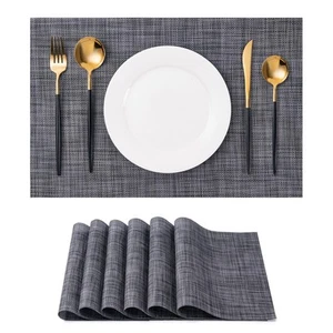 Placemats Set of 6 Washable Indoor/Outdoor Vinyl Place Mats for Dining Table ... - Picture 1 of 7