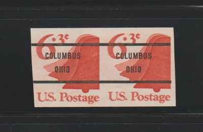 US ERROR Stamps 1518c Bell: Columbus Ohio precancel: IMPERF coil pair. MNH $400. - Image 1 of 2
