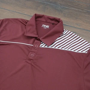 Camisa Polo Ping Para Hombres XL Granate Rayas SensorCool Rendimiento Golf Ligera - Imagen 1 de 9