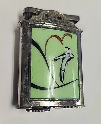 Antiguo encendedor Evans esmalte de colección con pareja bailando con forma de corazón Art Deco Foto 1 de 4