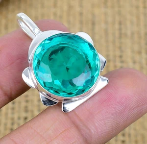 Indicolite Tourmaline Gemstone 925 Sterling Silver Handmade Pendant Jewelry Gift - Picture 1 of 4