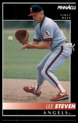 1992 Pinnacle #453 Lee Stevens California Angels Baseball - Image 1 of 2