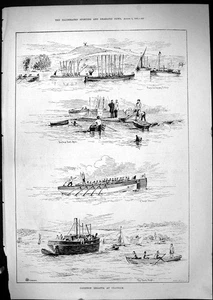 Antique Print 1881 Garrison Regatta Chatham Boats Race Sailing Duck Hunting - Picture 1 of 1