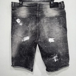 Pantalones Cortos Denim Encriptados Envejecidos Para Hombres 36 Elastizados Ropa de Calle Hiphop Moto Grunge - Imagen 1 de 11