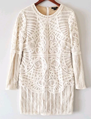 Vestido Vaina De Colección Y2k Maricano Perla Encaje Bordado Talla L Mob Esposa Marfil Bodycon Foto 1 de 4