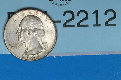 1941 25C WASHINGTON SILVER QUARTER EARLY US TYPE COIN RAW-2212 - Image 1 of 2