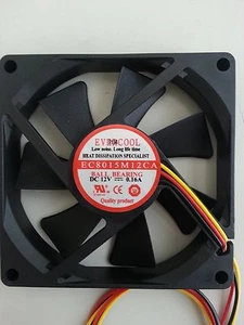 Evercool 80mm 15mm DC 12V Ball Bearing Brushless, Low Noise Fan EC8015M12CA - Picture 1 of 4