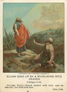 Christian Picture Lessons Card Elijah Goes Up By A Whirlwind Into Heaven 1911 - Picture 1 of 2
