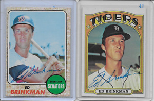 Two Detroit Tigers Ed Brinkman signed card.
