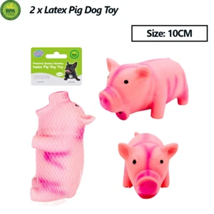 2 x Squeaky Latex Pig Toy Chew Bite Dental Clean Sound Teeth Play Gift Toy 10CM - Picture 1 of 2