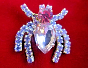 Outstanding Czech Vintage Style Glass Rhinestone Button  SPIDER  Lavender & Pink - Picture 1 of 2