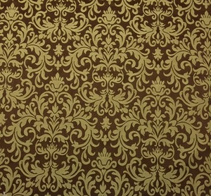 WAVERLY FLORAL DAMSK MOSS GREEN BROWN JACQUARD UPHOLSTERY FABRIC BY YARD 54"W - Picture 1 of 5