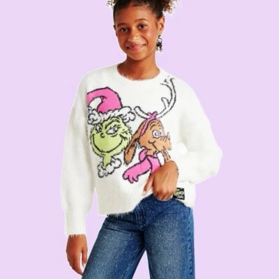 Justice Grinch Sweater Girls S 7-8 Max The Dog Grinch Christmas Sweater Holiday - Image 1 of 4