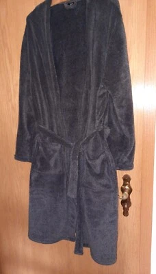 Unisex Bademantel Morgenmantel grau Fleece Damen Gr 38 / 40 Herren Gr S 44 / 46  - Bild 1 von 4