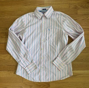 Abercrombie & Fitch Muskelhemd Herren XL rosa weiß blau gestreift Button Down - Bild 1 von 7