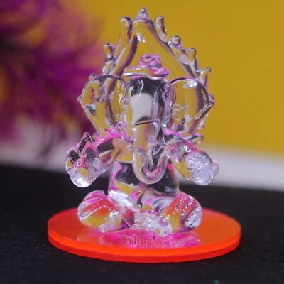 Oggetto In Vetro Ganesh Ji Bappa In Cristallo Per Decorazione Casa Ufficio - Immagine 1 di 2