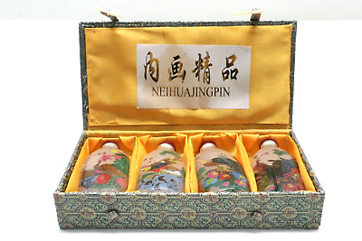 4pc Chinese Painted  Neihuajingpin  Glass Snuff Bottle #114 • 24.99£