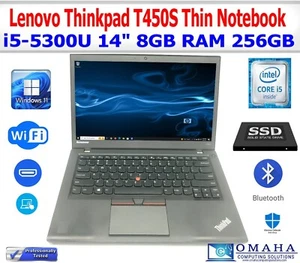LENOVO THINKPAD T450S i5-5300U 2.30GHZ 14" 8GB RAM 256GB SSD WIN11 PRO WIFI/BT - Picture 1 of 9